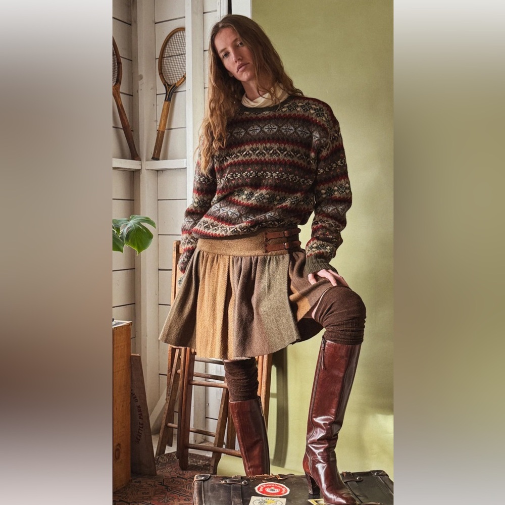 Ralph Lauren Blue Label 00s Mini buckled  patchwork wool   Skirt. 2.
